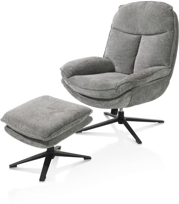 nieuwe relex Fauteuil+Poef, stof grijs, Draai+Kantelbaar H&H, Ophalen, Nieuw, Stof, 50 tot 75 cm