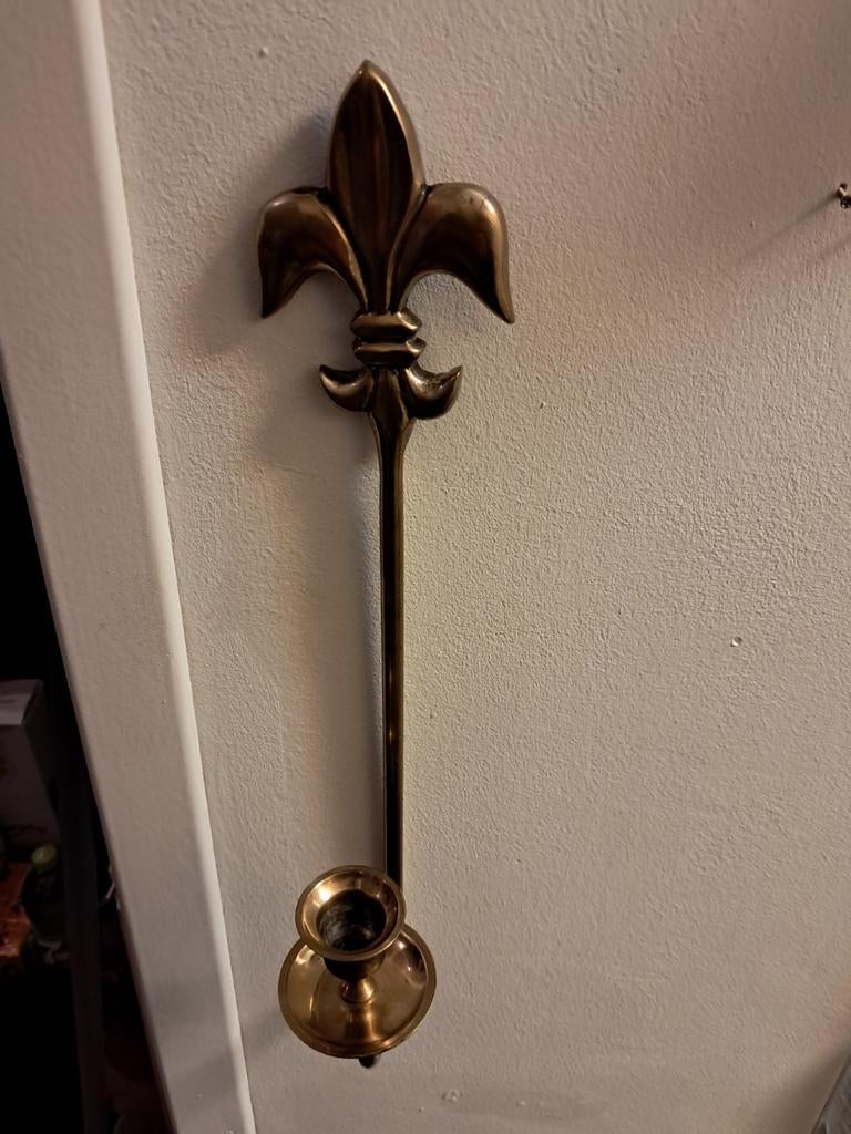 Vintage Franse wand kandelaar - Fleur de Lis - 36 cm, Antiek en Kunst, Ophalen of Verzenden