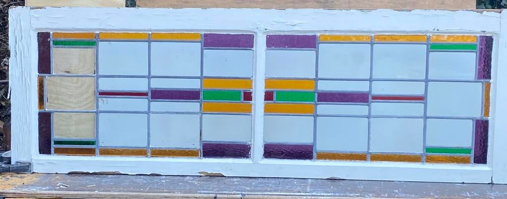 Glas in lood raam uit 1922, Ophalen, Gevelraam of Ruit, Gebruikt, 120 tot 160 cm