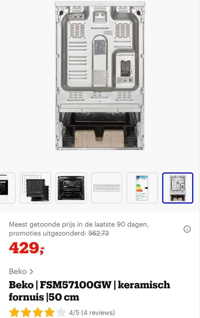 Nieuw Beko elektrisch fornuis - Ongebruikt!, Witgoed en Apparatuur, Fornuizen, Nieuw, Vrijstaand, Elektrisch, 4 kookzones, 45 tot 60 cm
