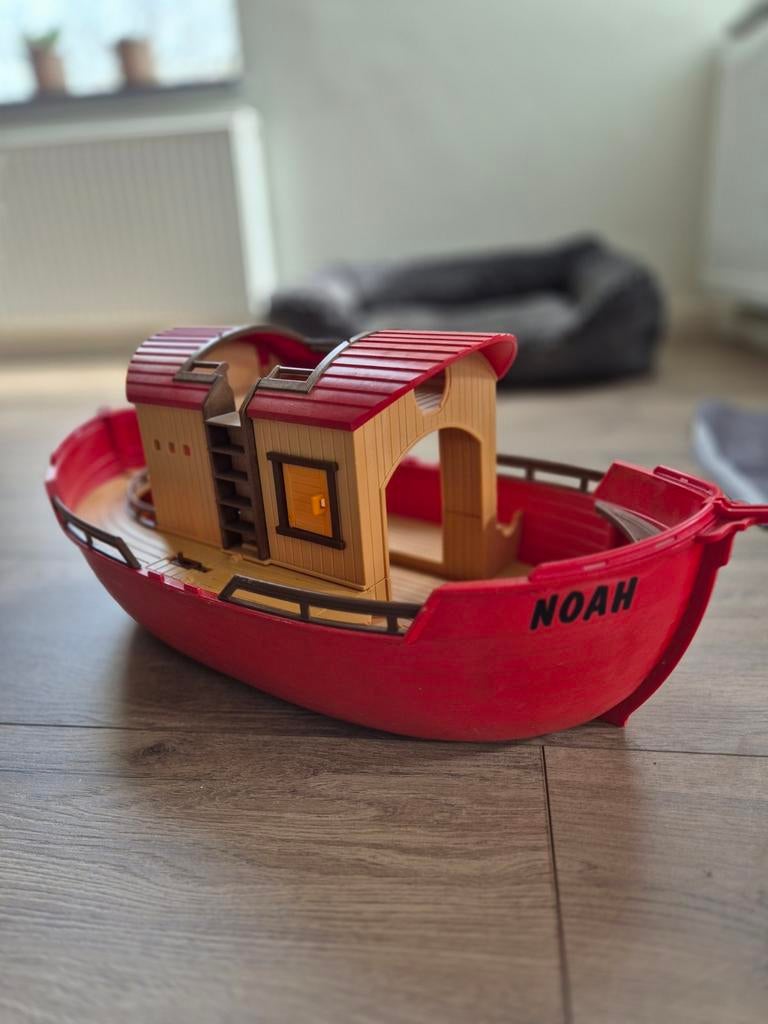 Playmobil Noah's Ark boot - Rood met houten details, Ophalen of Verzenden, Gebruikt, Los playmobil