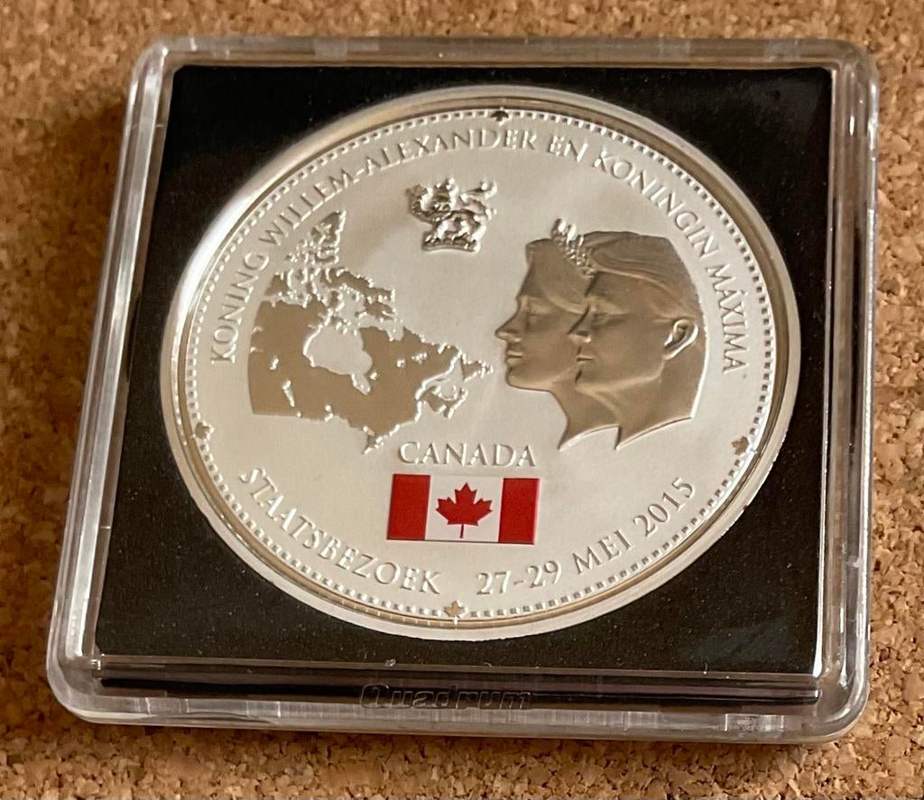 Penning - Willem Alexander - Maxima Staatsbezoek CANADA 2015, Postzegels en Munten, Penningen en Medailles, Ophalen of Verzenden