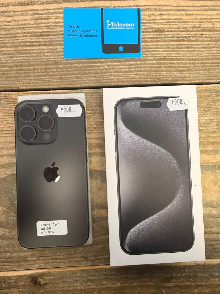 Iphone 15 pro graphite 128 GB met garantie 88%, Ophalen of Verzenden, Zo goed als nieuw, Overige typen, Apple iPhone