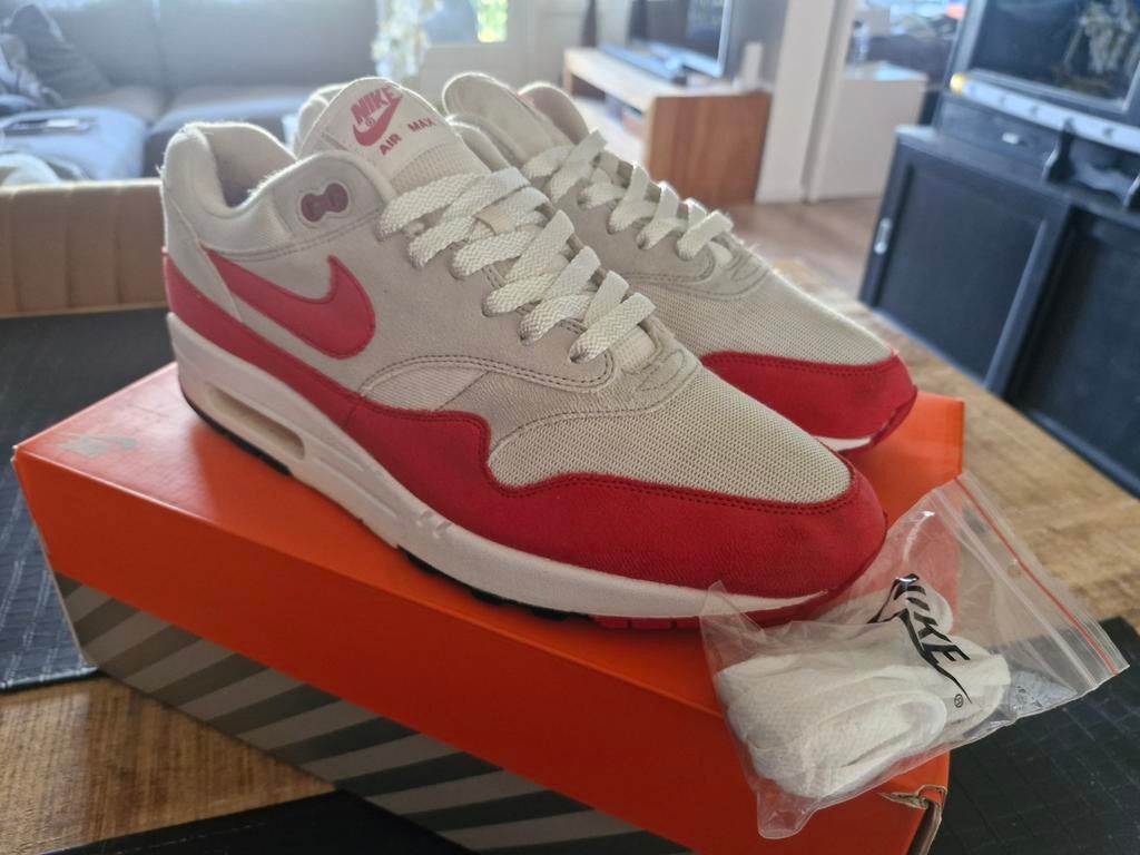 Nike air max one 1 anniversary red us 12 eu 46 vnds, Ophalen, Overige kleuren, Nike, Sneakers of Gympen