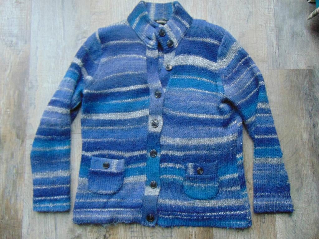 Witteveen vest blauw gestreept maat L vestje half wol, Kleding | Dames, Truien en Vesten, Blauw, Maat 42/44 (L), Ophalen of Verzenden