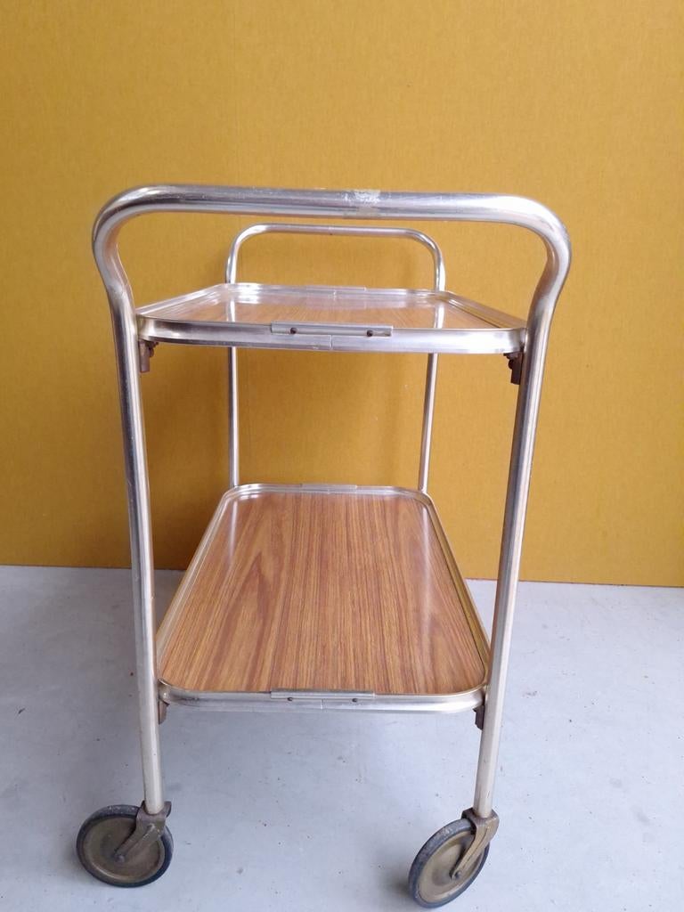 Vintage messing serveerwagen, trolley, dranken wagentje, Ophalen of Verzenden