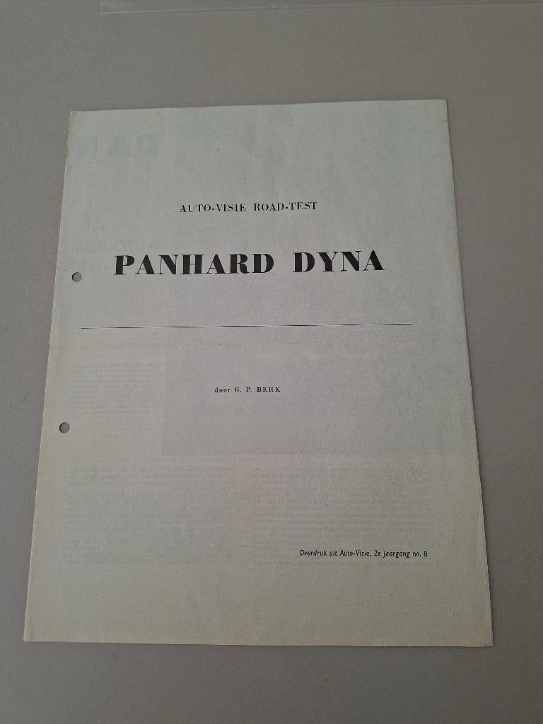 ROADTEST PANHARD DYNA 1957, Ophalen of Verzenden, Gelezen, Overige merken