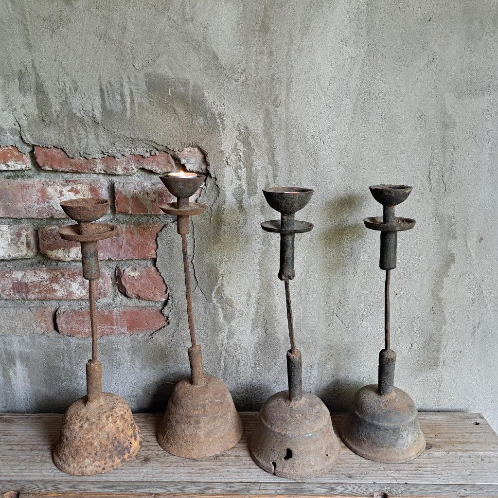 Authentieke antieke Nepalese metalen kandelaar *Etage3*, Gebruikt, ., Ophalen of Verzenden, .