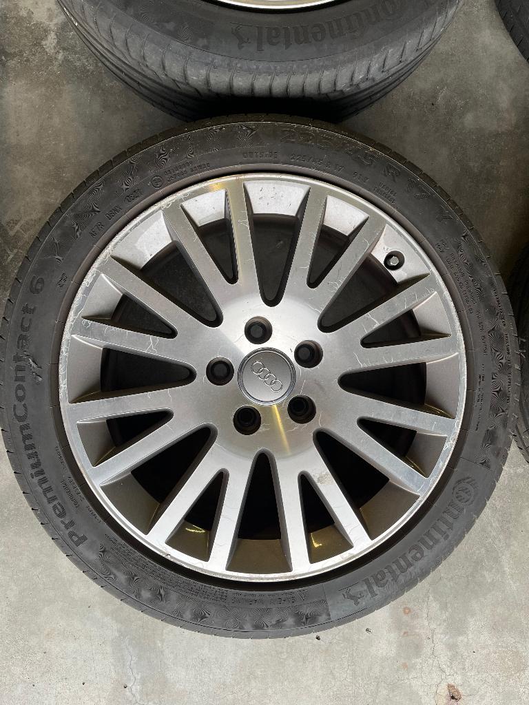 Wielen Audi A3 met Continental PremiumContact 6 zomerbanden, Ophalen, Gebruikt, 17 inch, Band(en)