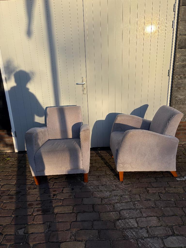 Grijze stoelen 2x, Huis en Inrichting, Fauteuils, Ophalen, Gebruikt, Minder dan 75 cm, Stof