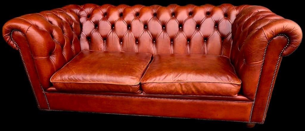Chesterfield Bendic bank cognac leer + GRATIS BEZORGING