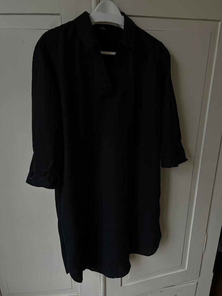 Linnen jurk zwart nieuwstaat, Ophalen, Zo goed als nieuw, Maat 38/40 (M), Zwart