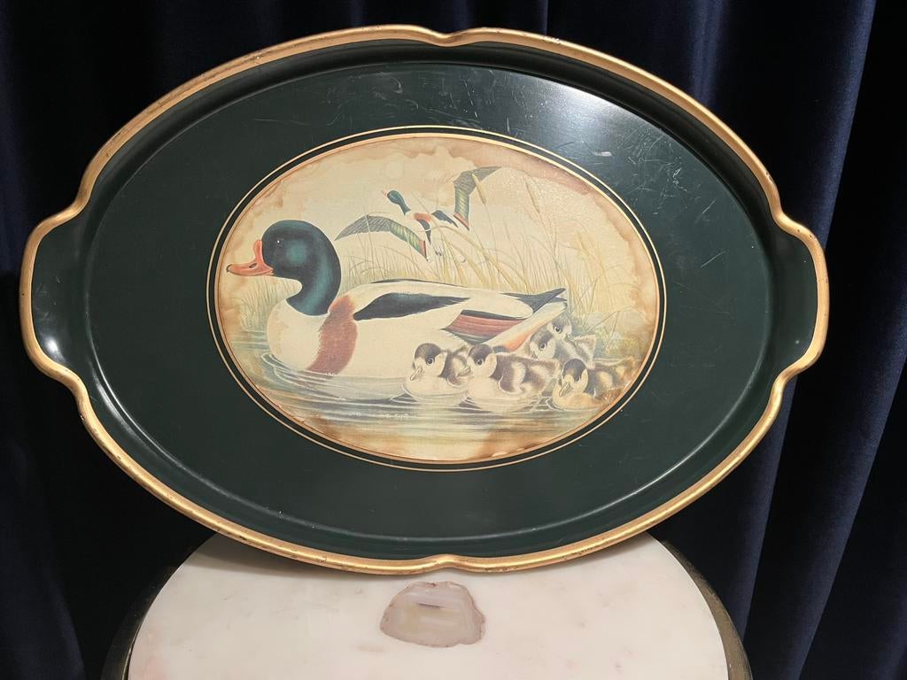 Vintage Lady Clare dienblad - Bergeend (John Gould) 51x35CM, Ophalen of Verzenden, Gebruikt, Ovaal, Hout