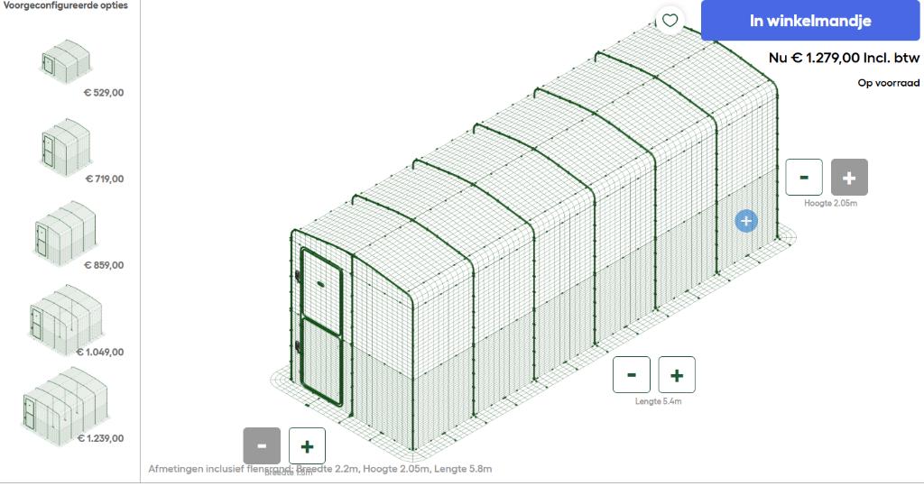 OMLET INLOOOPREN  540L X 180 BR X 205 HOOG, Dieren en Toebehoren, Ophalen, Kooi, 90 cm of meer, Konijn