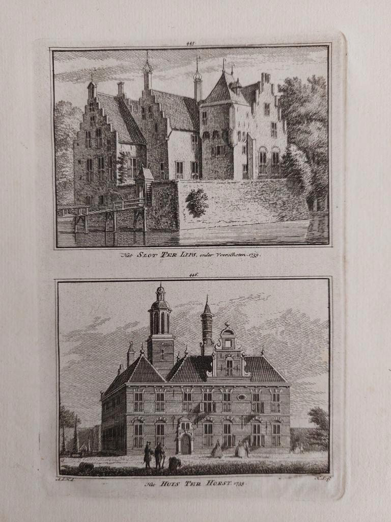 445-446 / Slot Ter Lips en Huis ter Horst  Voorschoten, Antiek en Kunst, Kunst | Etsen en Gravures, Ophalen of Verzenden