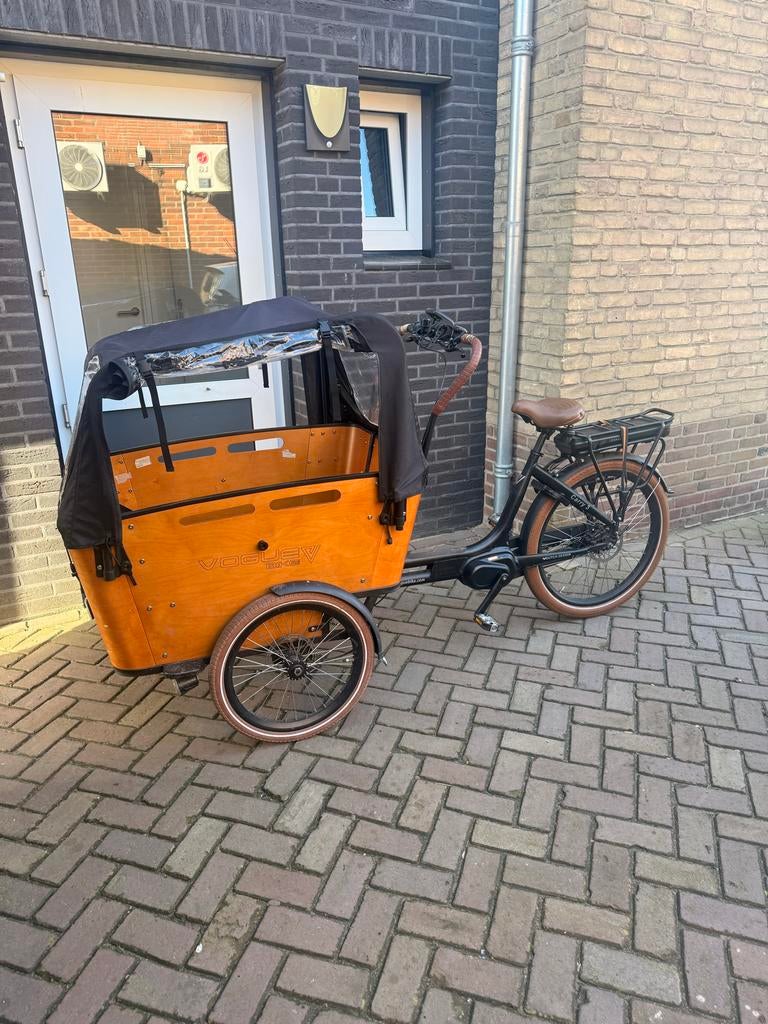 Bakfiets Vogue Carry 3 Elektrisch met Huif 2 jaar oud, 3 kinderen, Elektrisch, Zo goed als nieuw, Ophalen