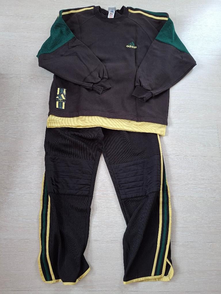 Adidas trainingspak, zwart, geel groen, maat M, Maat 48/50 (M), Zwart, Ophalen of Verzenden, Adidas