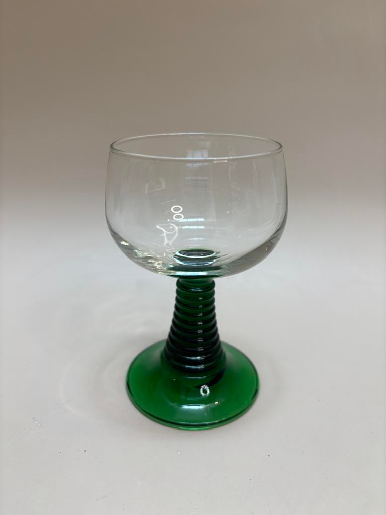 Vintage Roemer wijnglas met groene steel, Antiek en Kunst, Ophalen of Verzenden