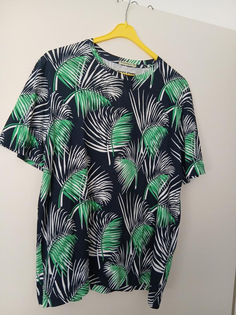 Jack & Jones T-shirt met palmbladprint, maat XL, Kleding | Heren, T-shirts, Maat 56/58 (XL), Ophalen of Verzenden, Gedragen, Groen