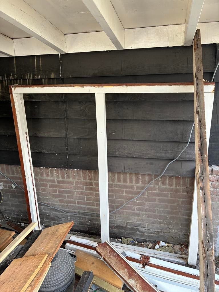 Hardhout kozijn met HR++ glas en vent rooster Bxh: 170x165, Ophalen, Zo goed als nieuw, Hout, Raamkozijn