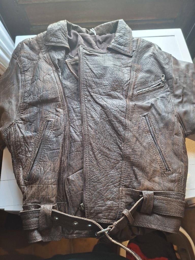 Leer jas, Ophalen of Verzenden, Zo goed als nieuw, Maat 48/50 (M), Bruin