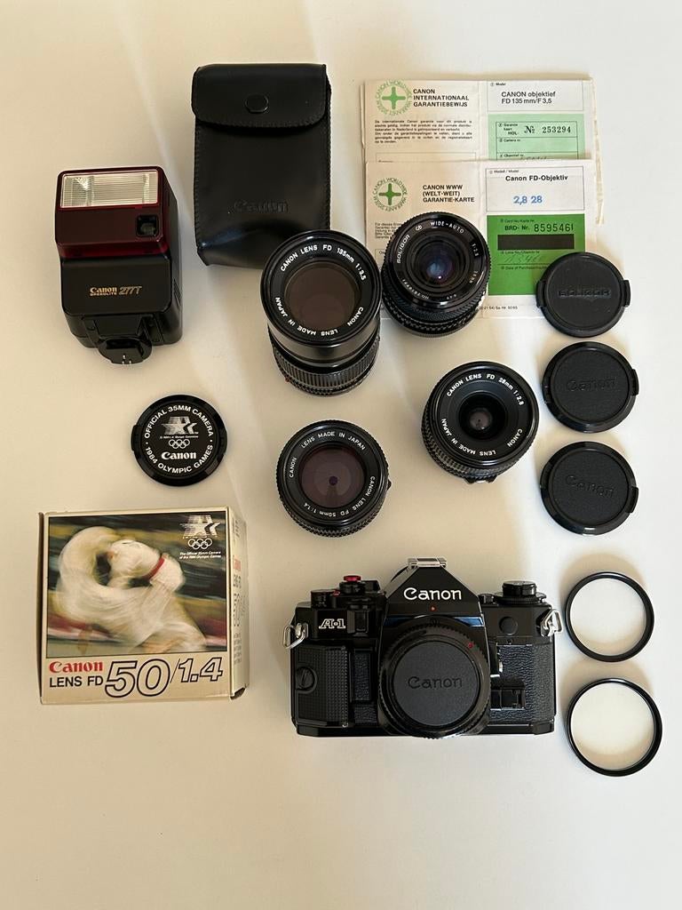 Complete Canon A-1 set, Ophalen of Verzenden, Zo goed als nieuw, Spiegelreflex, Canon