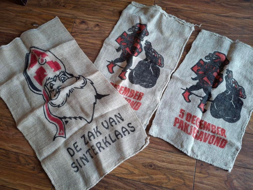 3 sinterklaas zakken - jute, Diversen, Sinterklaas, Ophalen, Gebruikt