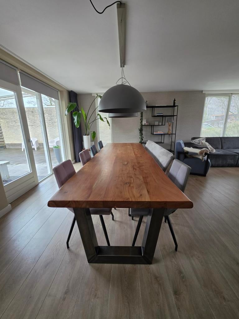 Massief houten tafel 3 meter, Huis en Inrichting, Tafels | Eettafels, Gebruikt, Eikenhout, 200 cm of meer, Vijf personen of meer