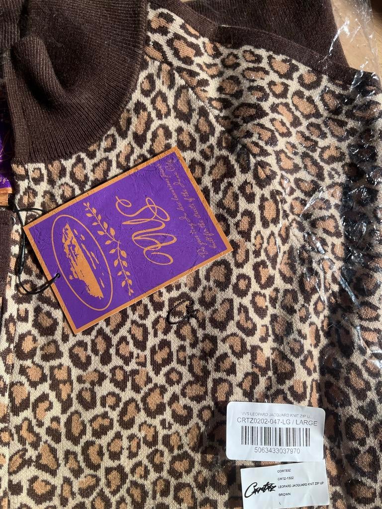 Corteiz Leopard jacquard knit zip up, Ophalen of Verzenden, Nieuw, Maat 52/54 (L), Bruin