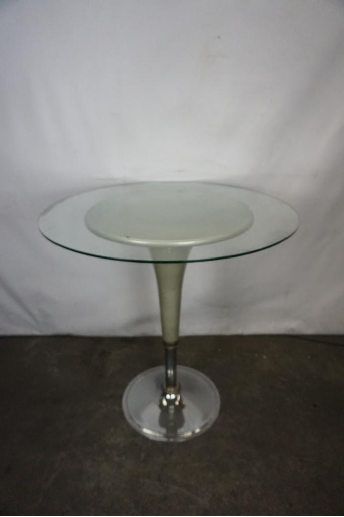 Statafel met glazen blad, Gebruikt, Onbekend, Ophalen of Verzenden, Onbekend