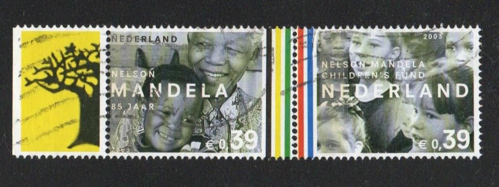 postzegels Nederland 2003 Nelson Mandela  Paarje met Tab, Postzegels en Munten, Ophalen of Verzenden, Na 1940, Gestempeld