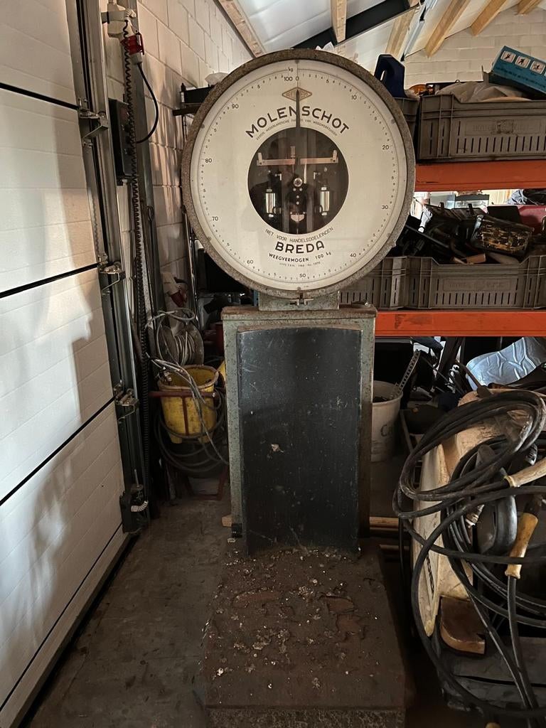 Antieke Molenschot Breda Vloerweegschaal 100 kg, Ophalen, Gebruikt