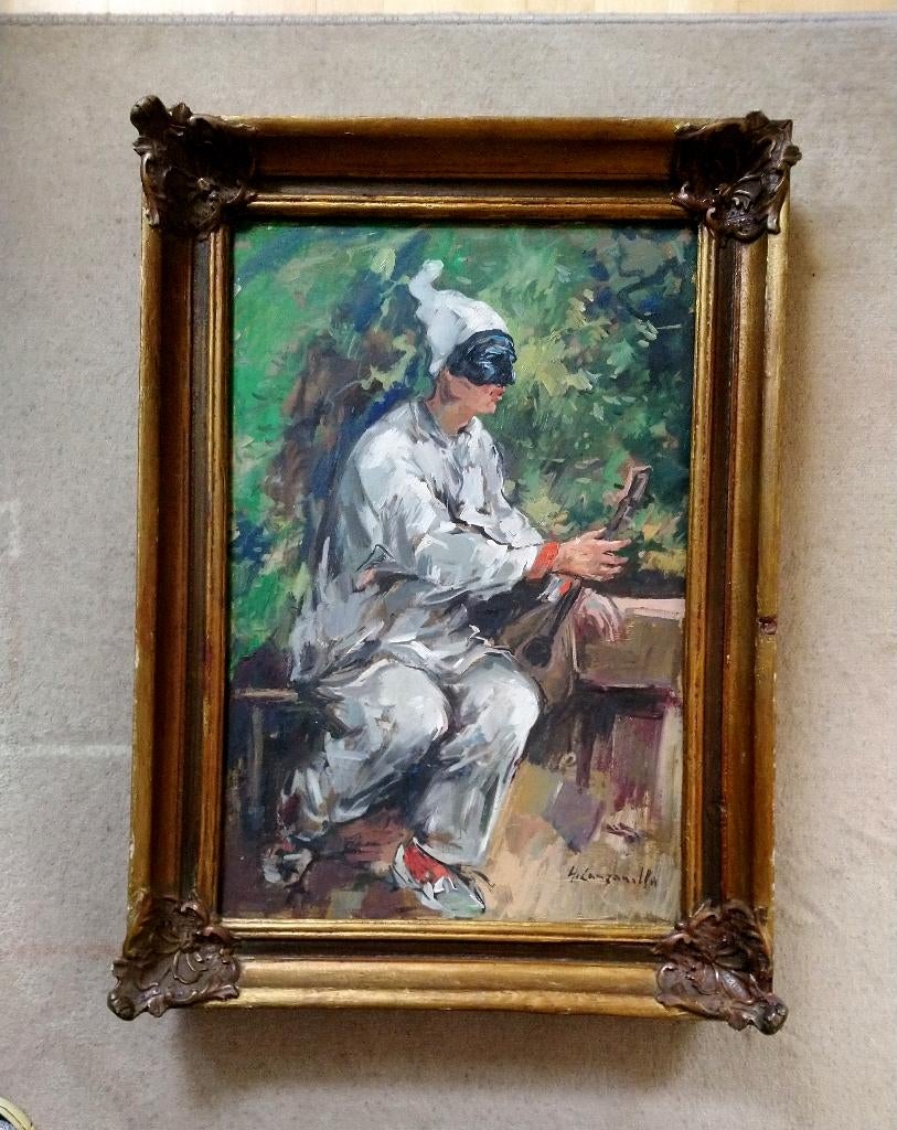 ==PIERROT met luit ===gesigneerd===, Antiek en Kunst, Ophalen of Verzenden