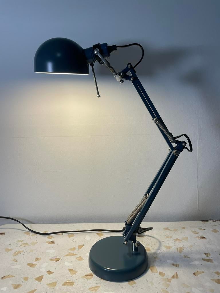Bureaulamp blauw, metaal, Ophalen of Verzenden, Zo goed als nieuw, Metaal, Minder dan 50 cm