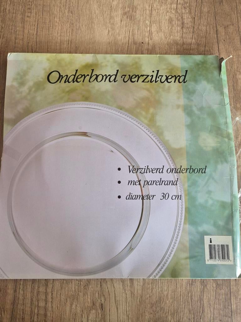 Verzilverd onderbord met parelrand, 30 cm, Ophalen of Verzenden