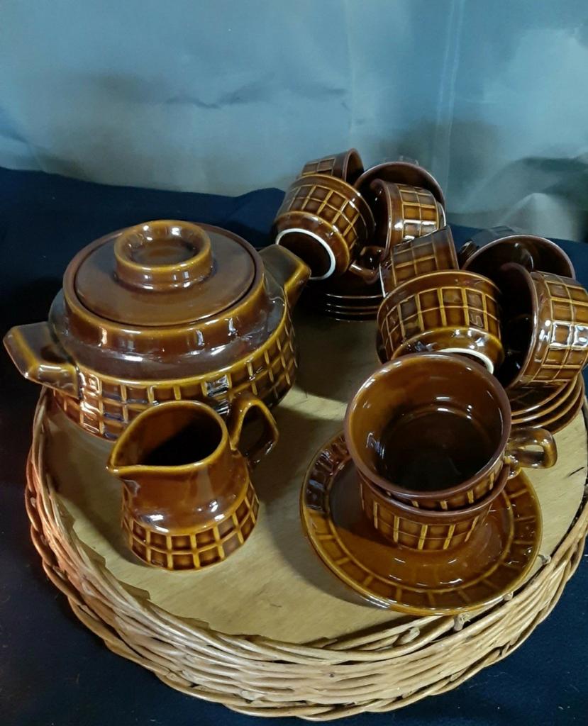 Pruszkow Keramiek Vintage Servies Jaren '70 - 12-delig, Gebruikt, Keramiek, Ophalen of Verzenden, Overige stijlen