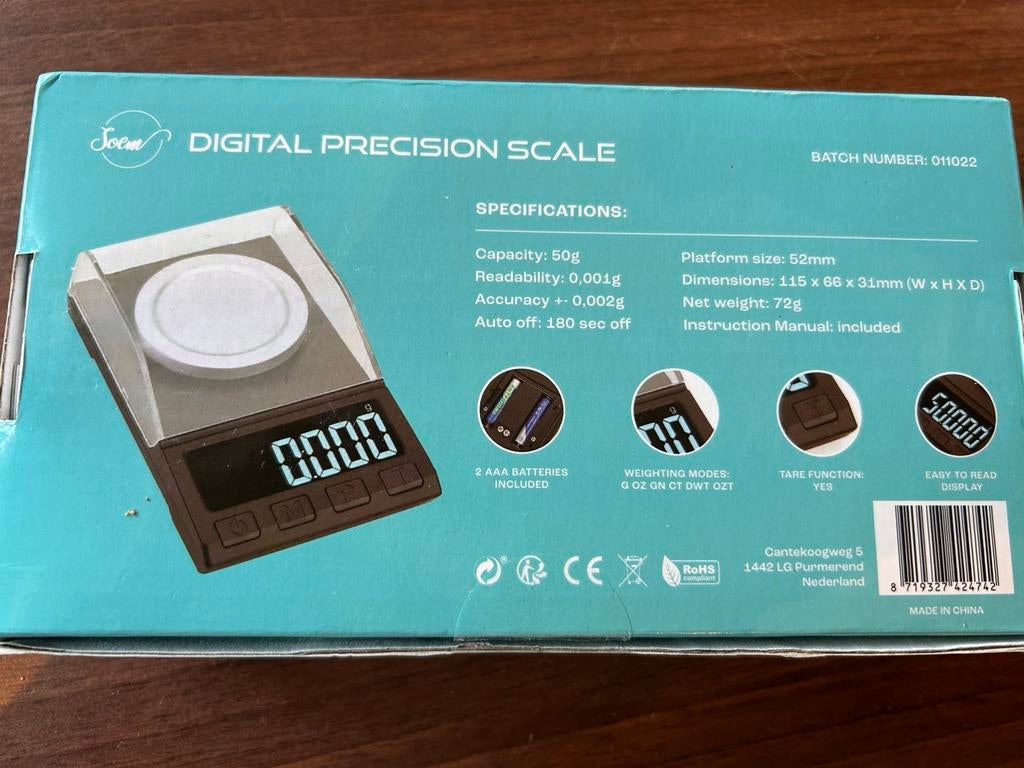 Soem Digitale Precisie Weegschaal 50g 0.001g, Ophalen of Verzenden, Nieuw