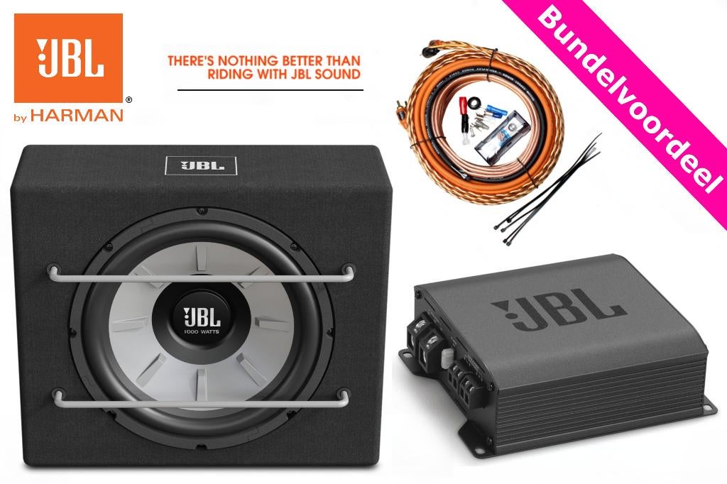 JBL Stage 1200B + JBL GT 80021 Versterker + Kabelset, ., Nieuw, Ophalen of Verzenden, .