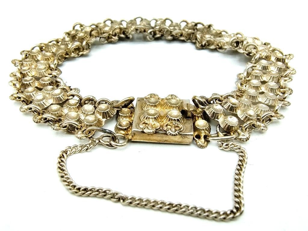 Antieke Friese zilveren klederdracht armband, 19,5 cm