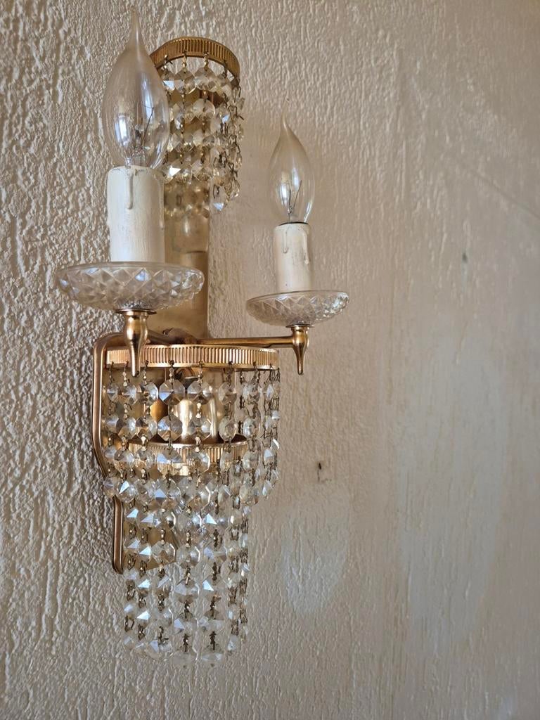 Vintage Kristallen Wandlamp - Elegant en Klassiek, Ophalen of Verzenden, Gebruikt, Glas, Klassiek, Vintage, Kristal
