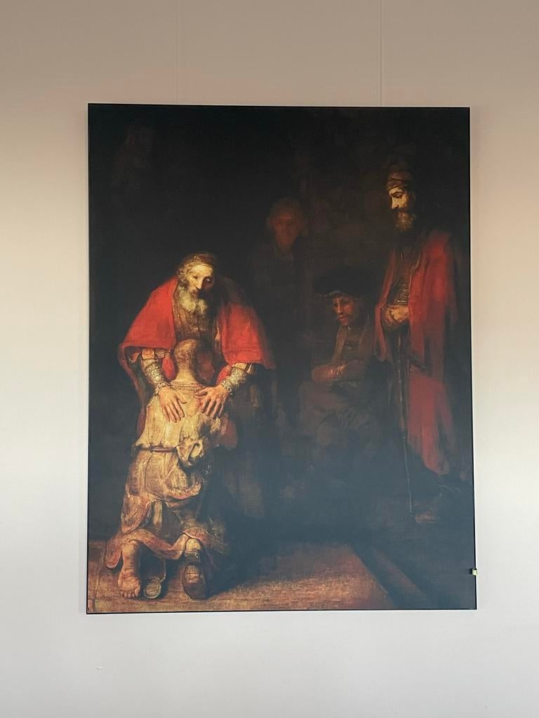 Muurmeesters 80x105 De Verloren Zoon Rembrandt doek, Ophalen of Verzenden
