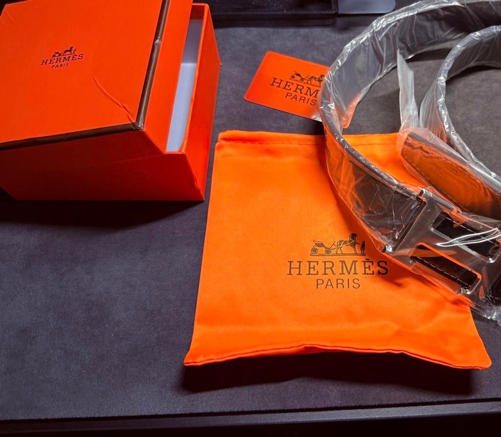 Hermes riem - Nooit gebruikt, kleur zwart met zilvere H, Kleding | Dames, Riemen en Ceinturen, Ophalen of Verzenden, Nieuw, Echt leder