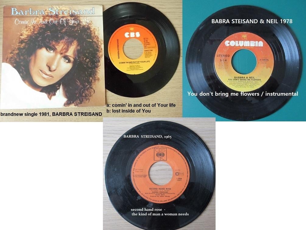 BARBRA STREISANT, 3 singles, Ophalen of Verzenden, Gebruikt, Overige formaten, Overige soorten