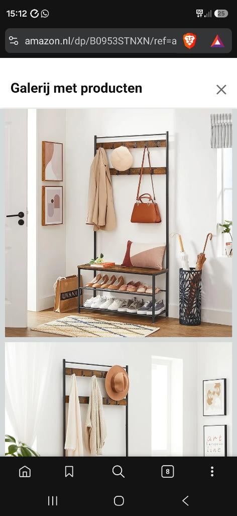 Kapstok met bank en schoenenrek, Zo goed als nieuw, Minder dan 100 cm, Metaal, Ophalen