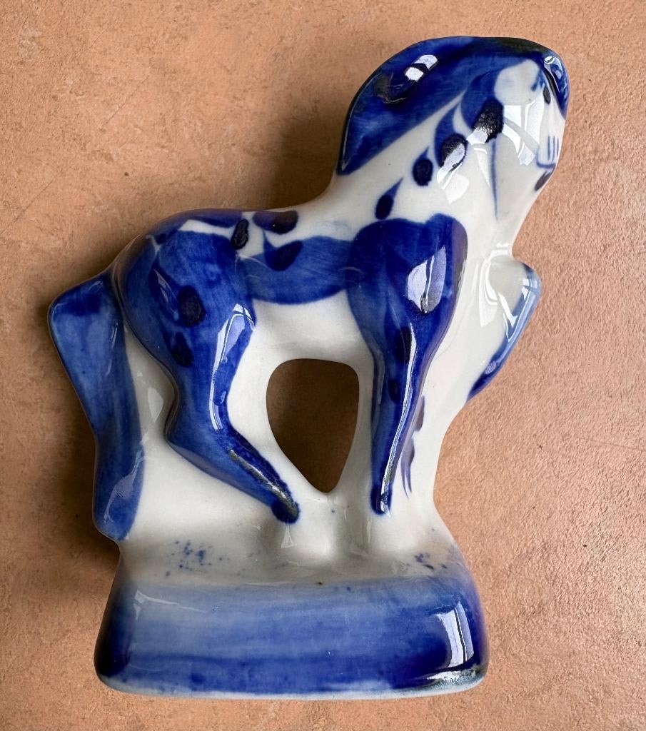 Mooi paardje, Russisch Gzhel porselein, vintage, Antiek en Kunst, Ophalen of Verzenden