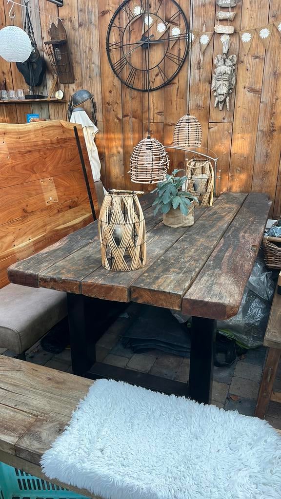 Tafel van draglineschot met ijzeren u poot, Ophalen, Gebruikt, 50 tot 100 cm, Vijf personen of meer