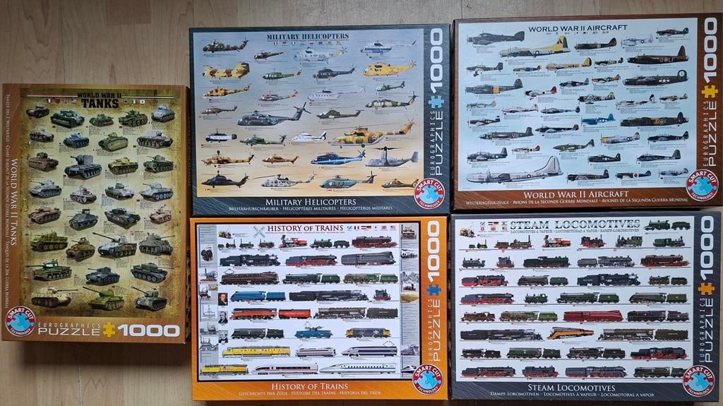 5 legpuzzels compleet 1000 stukjes, Ophalen of Verzenden, 500 t/m 1500 stukjes, Zo goed als nieuw