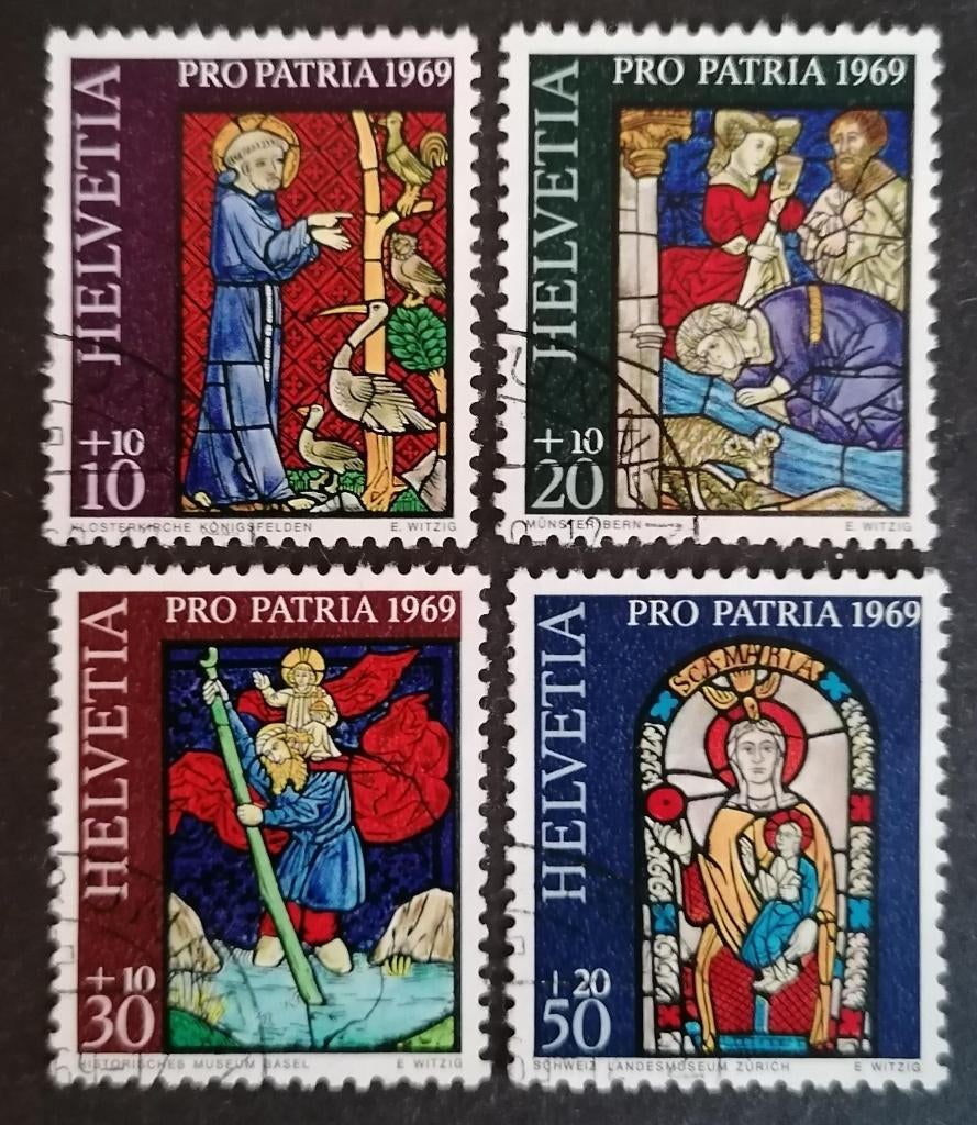 ZWITSERLAND - Glas in lood 1969, Verzenden, Gestempeld