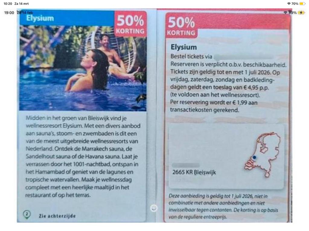 Sauna Elysium 50% korting (KWF), Drie personen of meer, Kortingsbon, Spa of Sauna