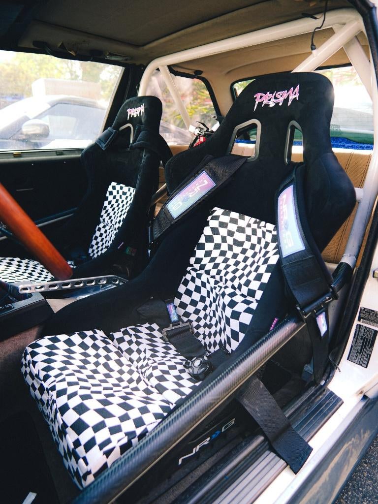 NRG Prisma Trippy Zwart wit suede Kuipstoel Sportstoel, Ophalen of Verzenden